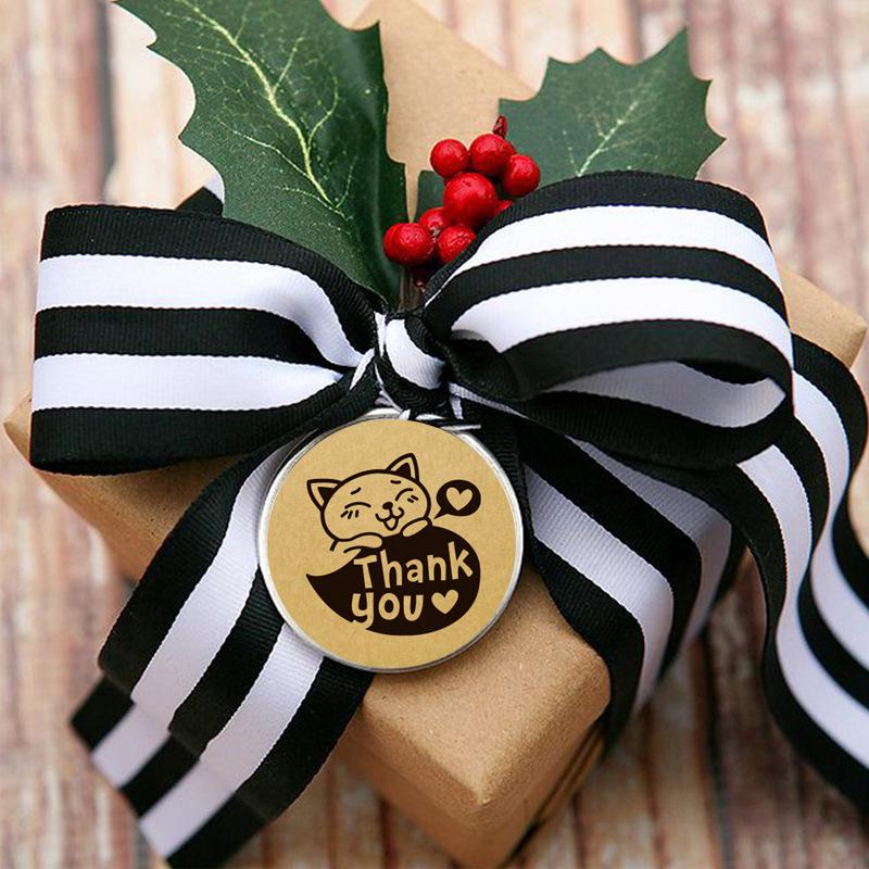 500pcs 1inch Kraft paper Thank You Stickers Seal Labels Small Business Supplies Handmade With Love Stickers Cute Stationery