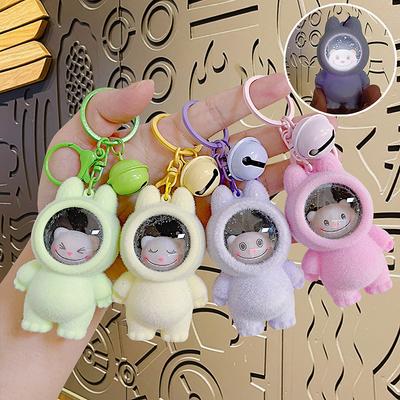 2025 New Luminous Sound LABUBU Keychain Starry Sky Astronaut Bear Creative Bags Pendant Accessories