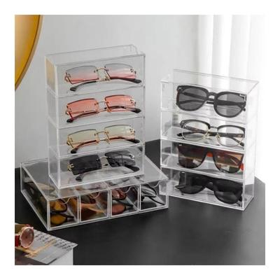 4-layer Plastic Stationery Rack Drawer Storage Box Transparent Dustproof Sunglasses Cosmetic Desktop