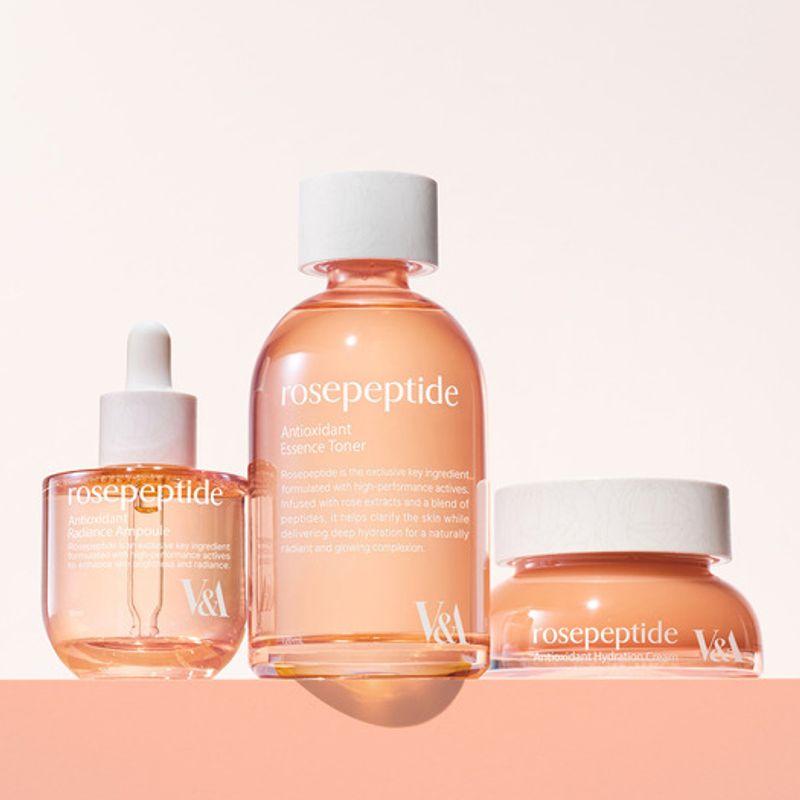 Rose Peptide Skincare Essential 3-piece Set (Toner + Ampoule + Cream)