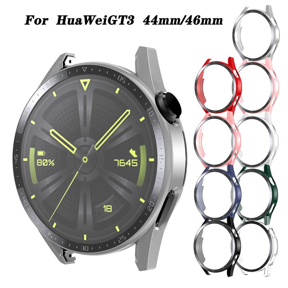 PC-Rahmen Gehärtetes Glas Hülle Kompatibel für Watch GT3 42mm 46mm Smartwatch Stoßfeste Abdeckungen