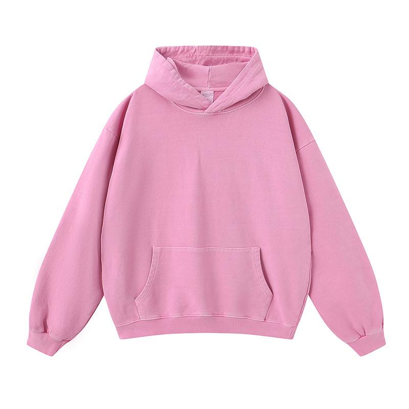 Fog Spring And Autumn American Solid Color Casual Loose Washed Boxy Hoodie Hoodie Men And Women