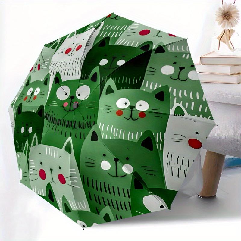 1 pièce Parapluie Automatique Ouverture/Fermeture Motif Chat, Structure Robuste à 8 Baleines, Parapluie de Voyage Portable, Fêtes, Usage Quotidien, Accessoire d'Extérieur, A