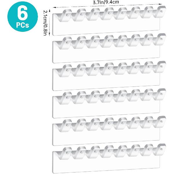 NiHome 6-Pack 48 Hooks Wall-Mounted Clear Plastic Jewelry Organizers for Earrings, Necklaces, Bracelets, Rings, Studs, No-Drill Adhesive tallation