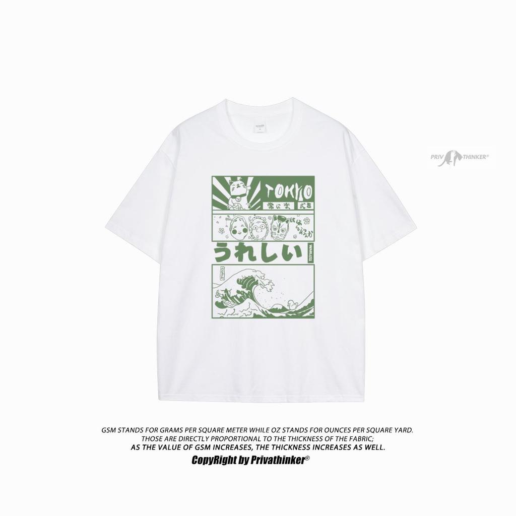 Privathinker Anime Tokyo Herre T-skjorter Japansk overdimensjonert mote Herre Uformelle kortermede topper Løs Sommer Harajuku Tee Shirt