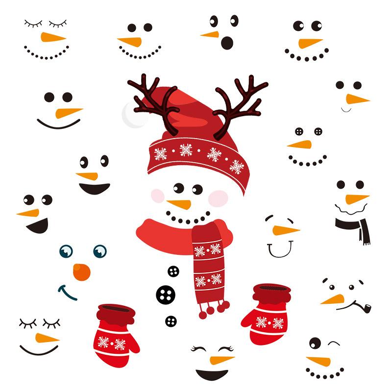 Christmas Snowman Emoji Sticker Gift Decoration Sticker Self-adhesive Cartoon Funny Snowman Refrigerator Sticker Window Sticker