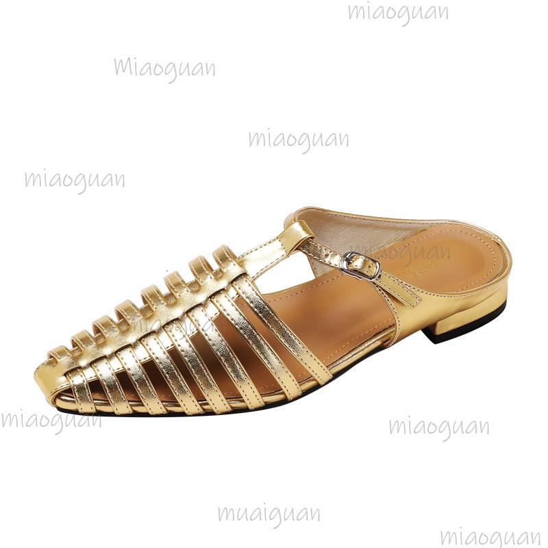 2026 Summer New Women's Roman Gladiator Sandals PU Leather Woven Slip on Slippers Low Heel Sandalias De Mujer Size 35 43 Zapatos