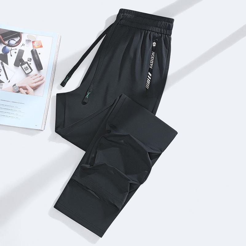 Men's Thin Ice Silk Summer Joggers: Breathable, Quick-Drying, Sun-Protective Running and Sports Pants for Outdoor Activities