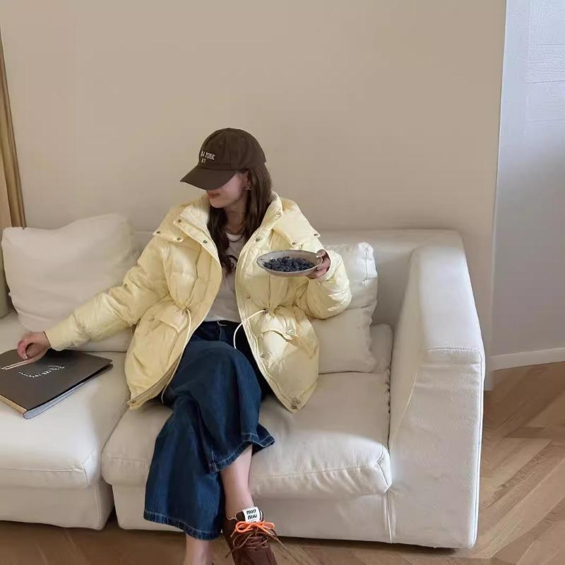 Medium and Long Hooded Down Jacket Women's Winter Fashion Sweet Small Zipper Warm White Duck Down Jacket Tide