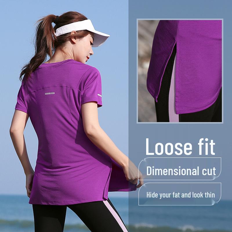 Women's Plus Size Quick-Dry Yoga T-Shirt - Summer Gym Loose Fit Running Top for Weight Loss