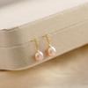 Natural freshwater real pearl stud earrings femininity Korean Tremella retro water drop versatile classic wind earrings for mother