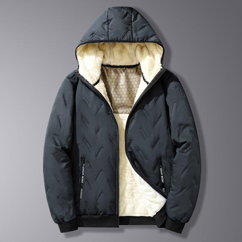 

Зимова Нова Модна Плюшева Товста Тепла Бавовняна Куртка з Капюшоном для Чоловіків Повсякденна Вільна Спортивна Великого Розміру Високої Якості Пальто M-8XL 7XL сірий колір