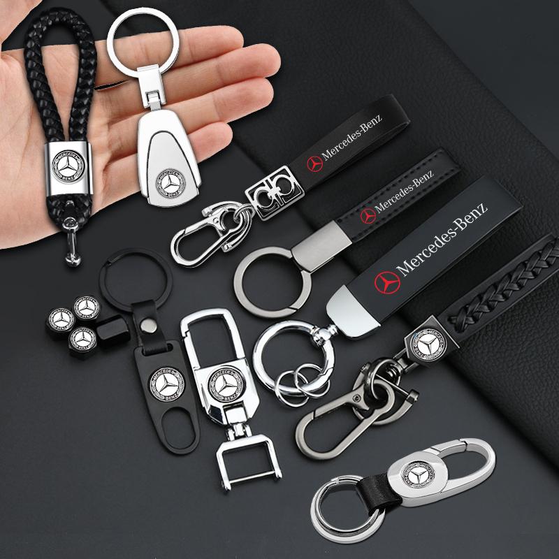 Leather Key Chain Car Keyring Pendant Keychain Car Accessories For Mercedes Benz AMG W246 W212 W204 C117 X156 A B C E Ml Gl Cla Gla Glk Sl Slk Class