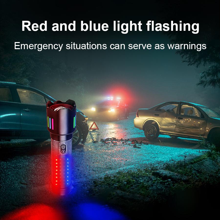 High Power Rechargeable LED Flashlight 90000LM Super Bright 30W LED Torch Light With COB Lights Built-in Battery Camping Lamp