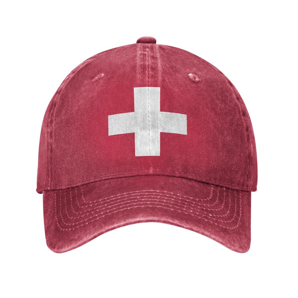 Swiss Switzerland Flag Trucker Hat Merch For Unisex Baseball Caps Retro Headwear Cap Adjustable