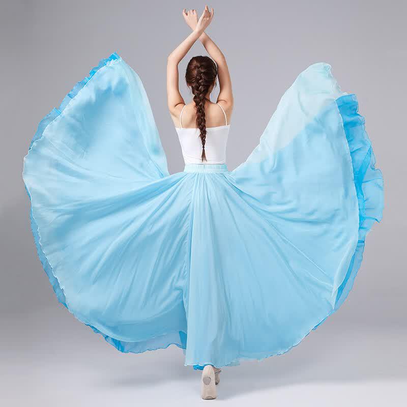 Flowy 900-Degree Double Layer Dance Skirt M