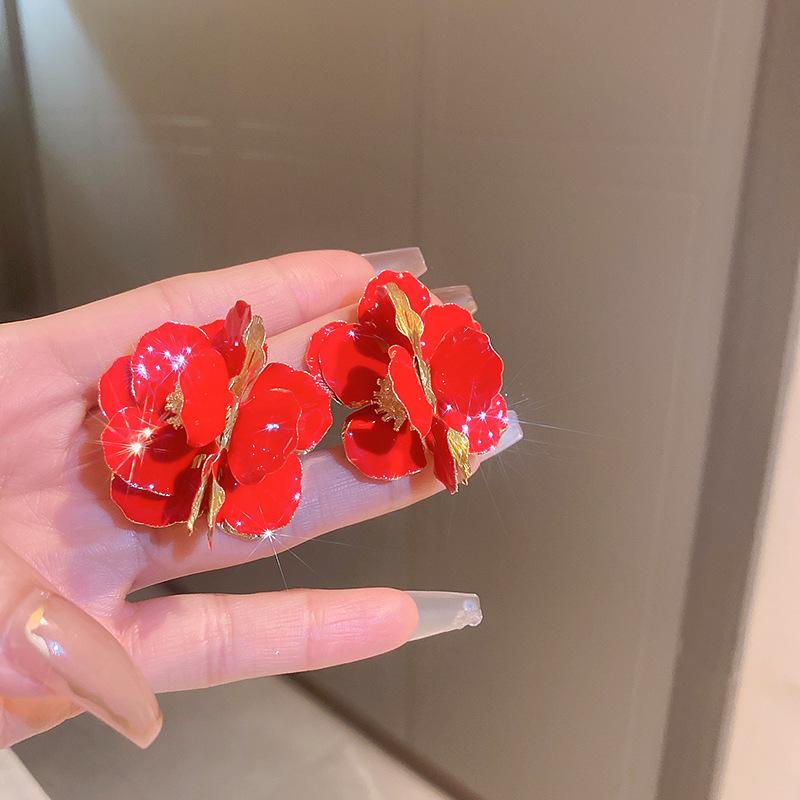 Silver Needle Sweet Flower Butterfly Pearl Tassel Earrings Trend Stud Earrings Temperament Earrings Women