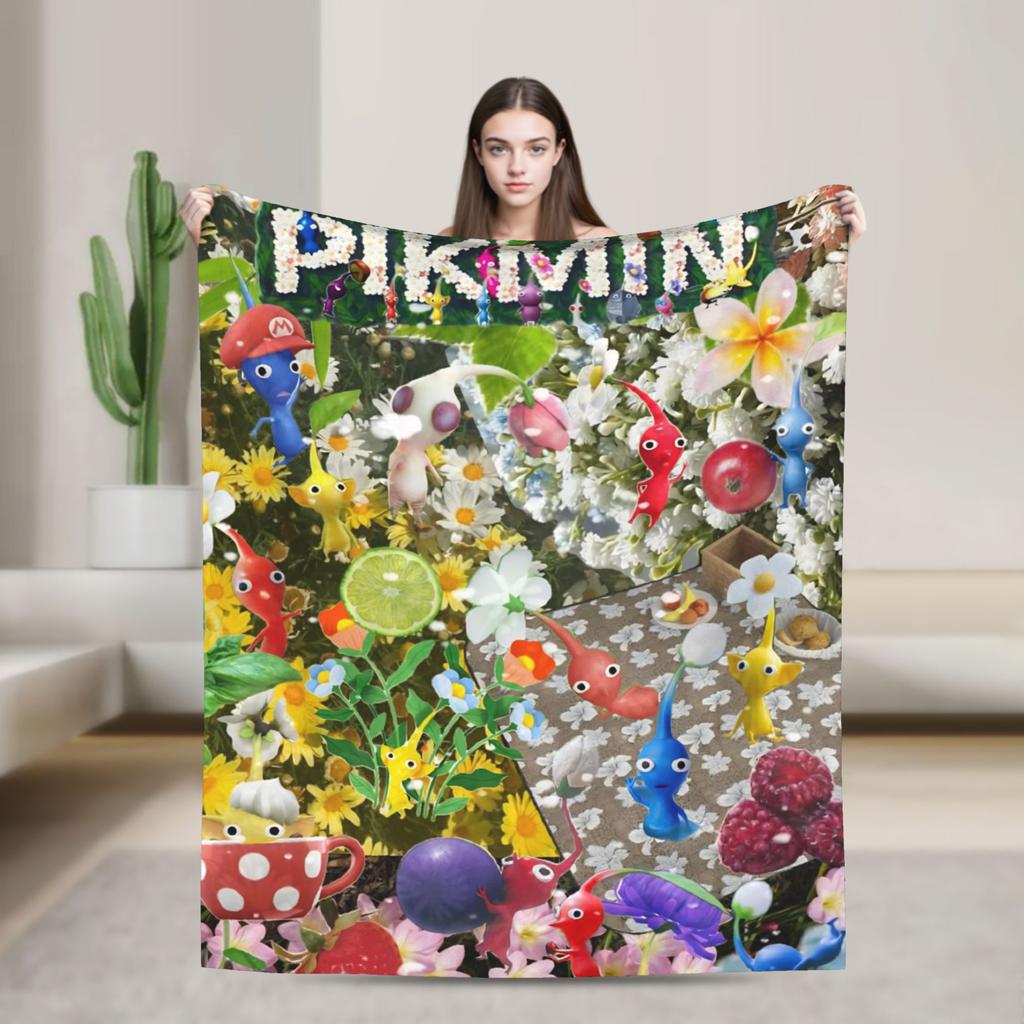 Pikmin Game Blanket  Super Soft Fluffy Plush Throw Blanket For Couch Bed Airplane Travel Flannel Bedspread Bed Cover