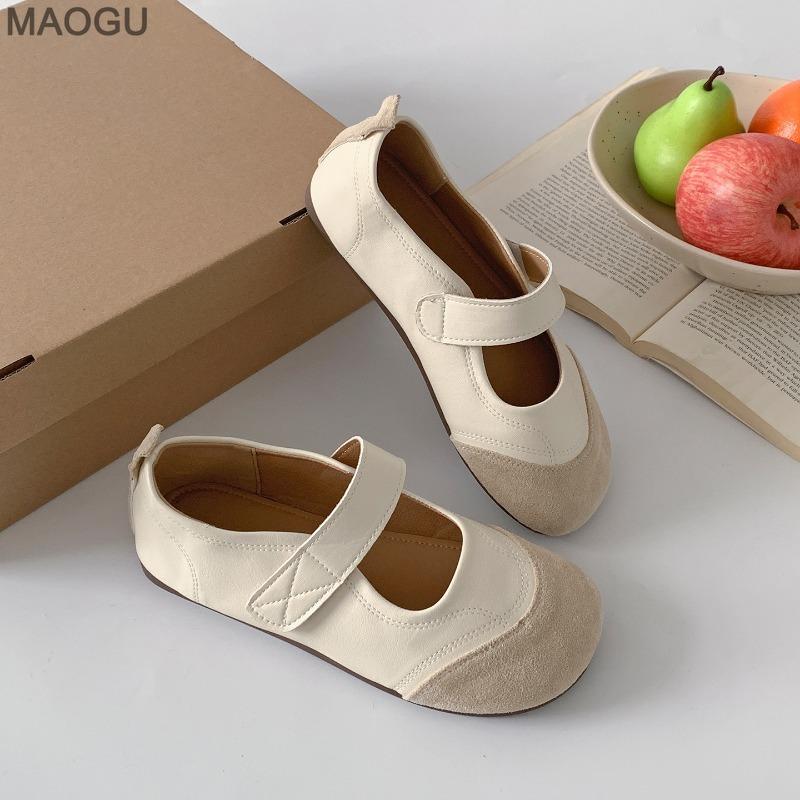 French Fashion Mary Jane Flats for Women Lightweight Soft Sole Round Toe Slip on Ballet Shoes Comfortable Casual Loafers Size 35