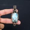 Larimar-Edelstein, reiner Kupferdraht, umwickelt, handgefertigter Anhänger-Schmuck für Frauen