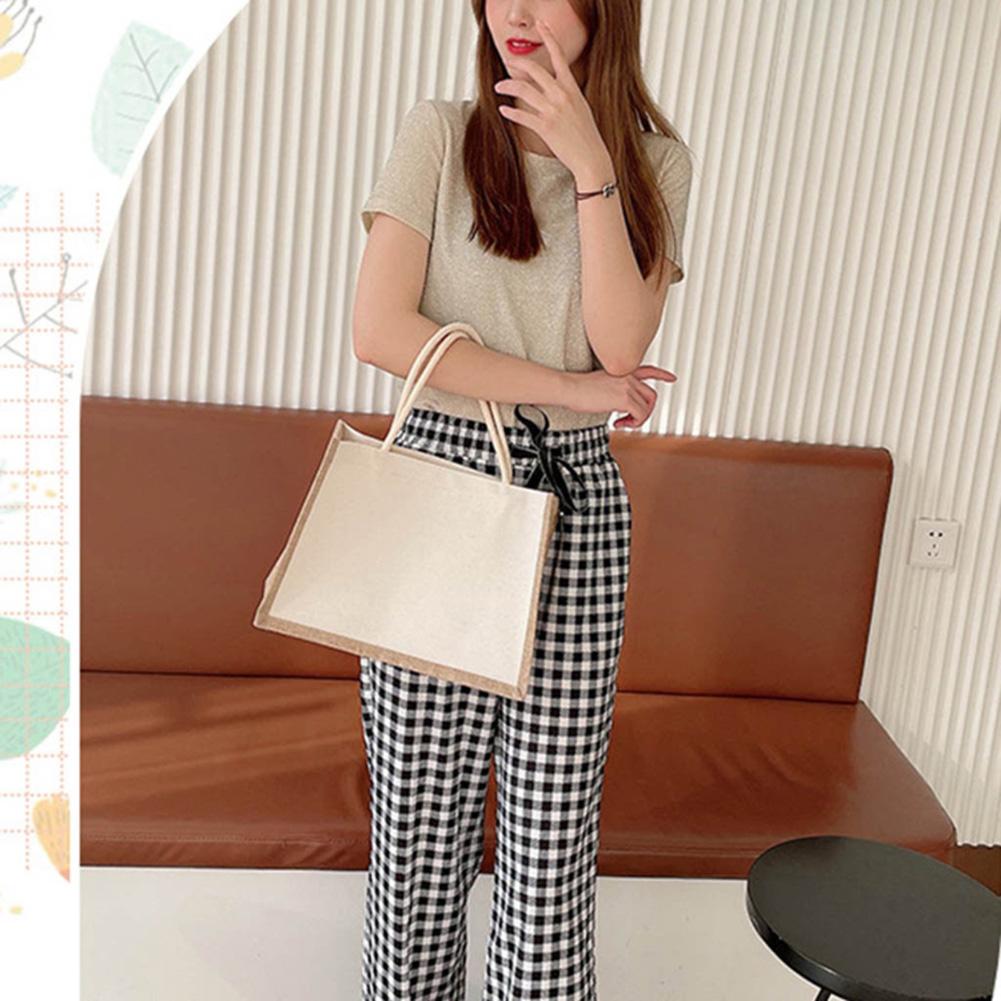 Burlap Jute Tote Shopping Bag Vintage Reusable Grocery Wedding Birthday Gift Bag Handmade Linen Bags Portable Ladies Handbags