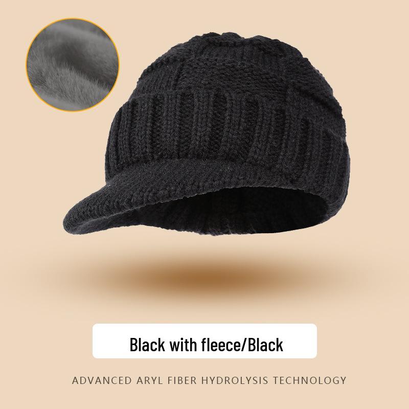 Unisex Thick Knit Wool Ski Beanie - Warm Striped Duckbill Hat for Outdoor Winter