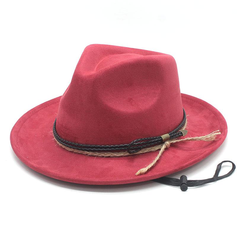 Vintage Western Cowboy Hat, Hot Selling Suede Top Hat with Windbreak Rope Tibetan Sun Hat