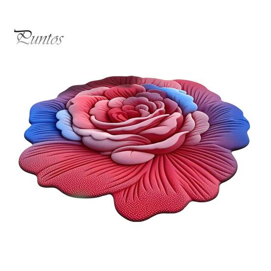 Sunflower Shaped Bath Mat Floor 3D Floral Design Non-Slip Dot-Embossed Backing Quick-Drying Large Rug Plush Carpet Soft Comfort Home Decor Moisture