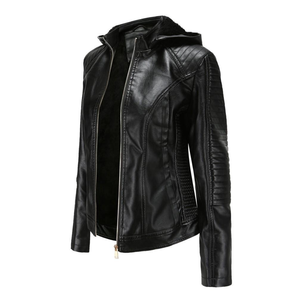 Winter Warm Women Short Coat Leather Jacket Zipper Tops Overcoat Outwear