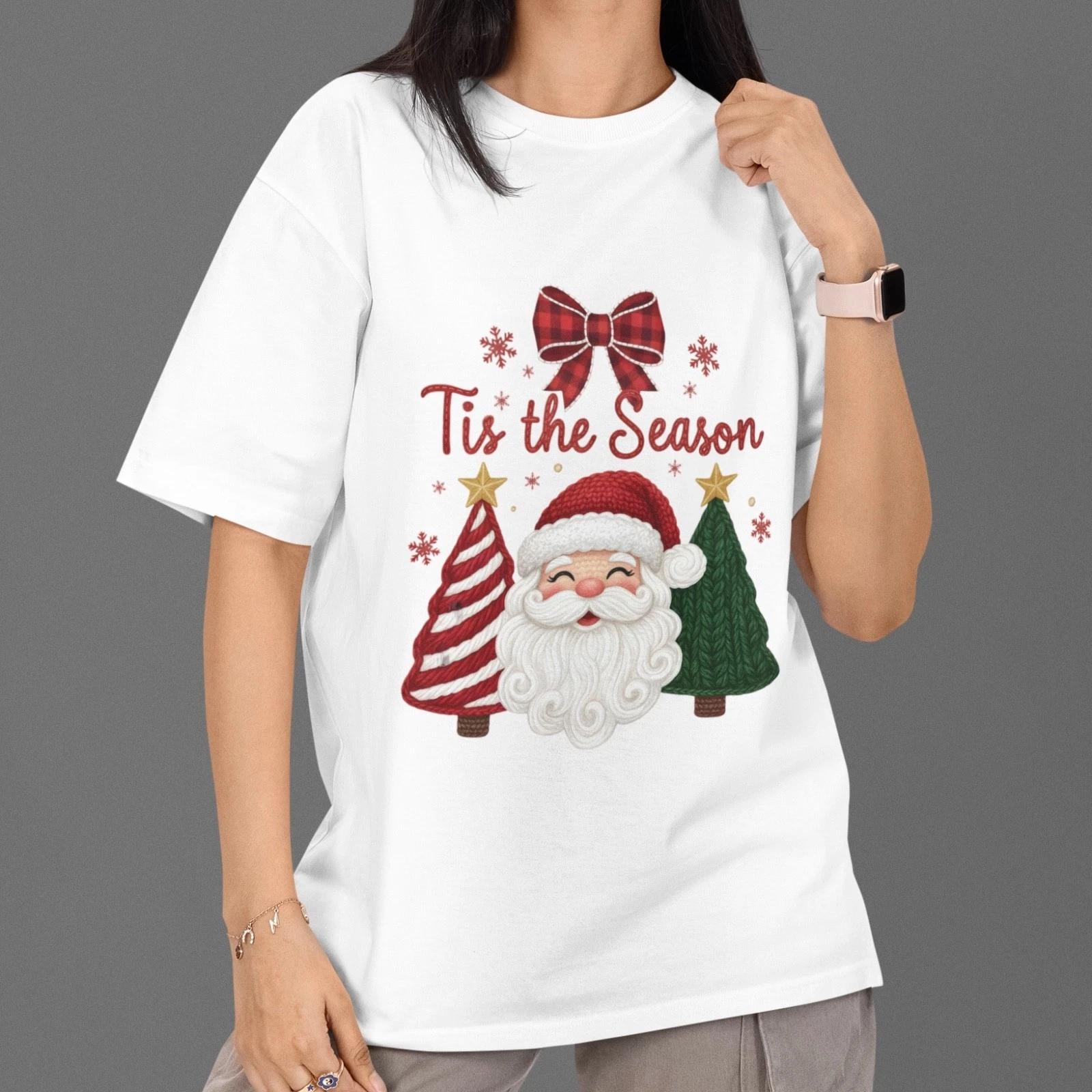 Santa Claus Christmas T-Shirt Tis The Season Holiday Graphic Tee Unisex Winter XL