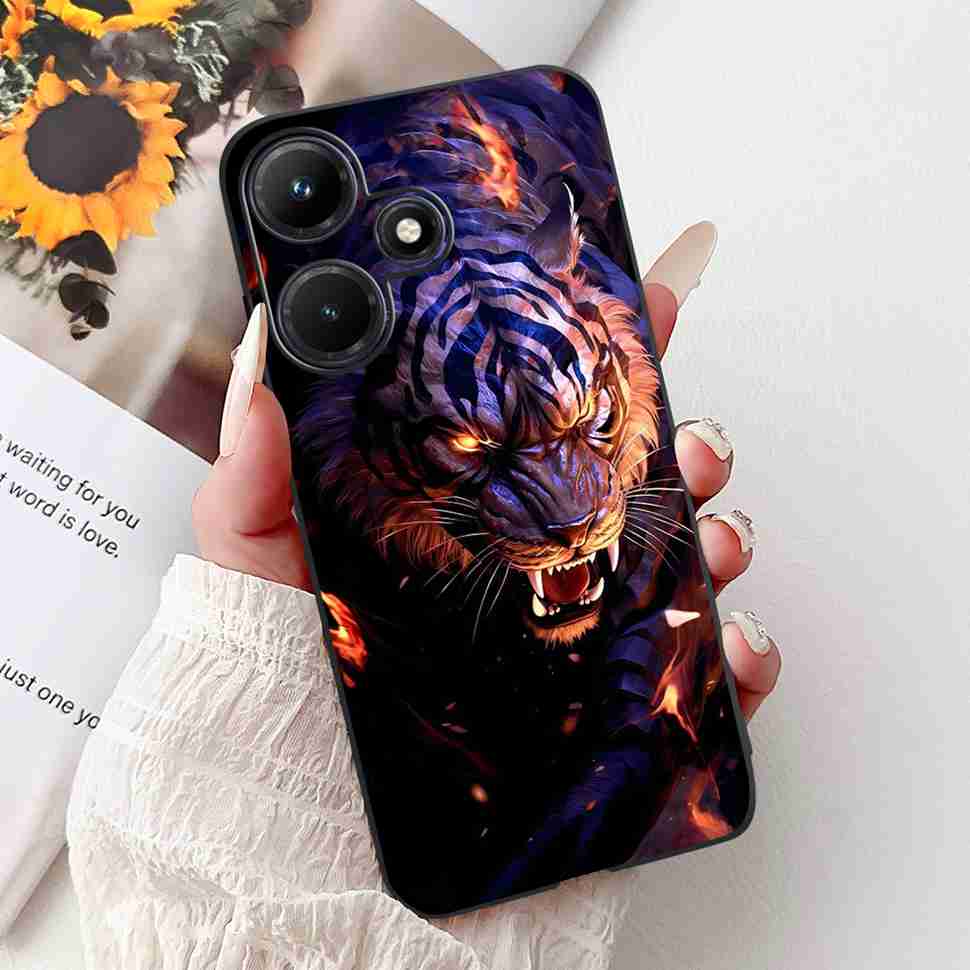 For Infinix Hot 30i 6.56" Case Tiger Luxury Flower Butterfly Silicone Soft Black Cover For Infinix Hot30i 30I X669C Phone Cases