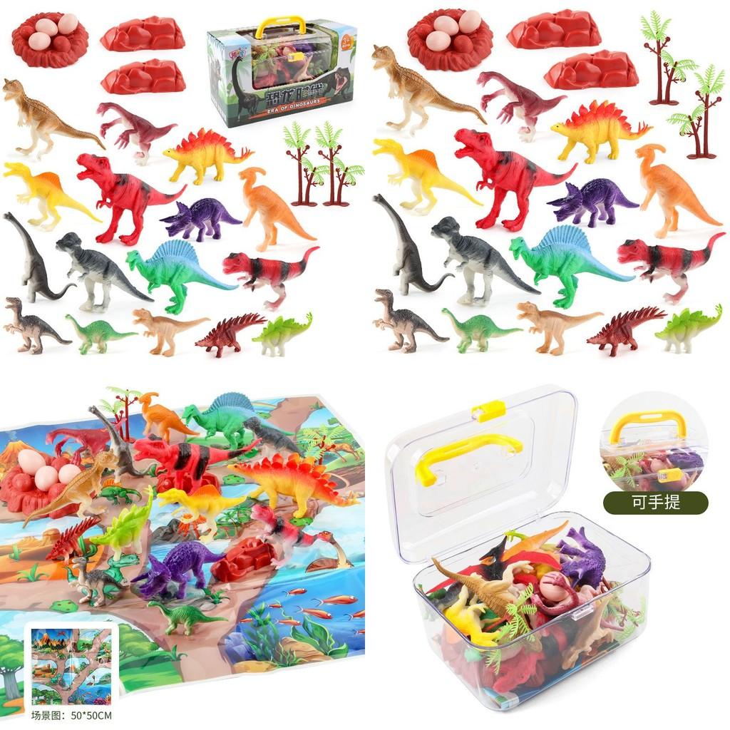 Portable Dinosaur Figurine Set For Kids With 17 Realistic Pvc Model Dinosaurs In Storage Box
