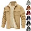 Men's Long-Sleeve Corduroy Jacket With Lapel, Pockets & Single-Breasted Design | Fleece-Lined For Warmth, Fashionable & Casual