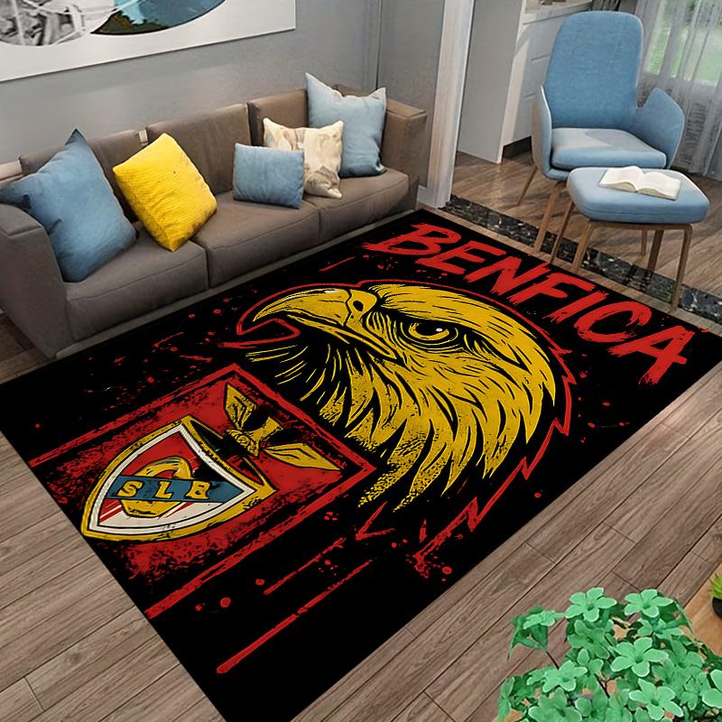 Tappeto con Stampa Aquila Gialla con Testo Benfica e Design Logo SLR Adatto per l'uso come antiscivolo per soggiorni, camere da letto, divani