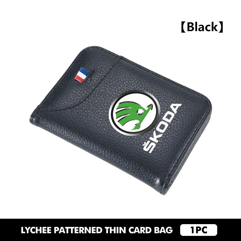 HAZJ3 Car Wallet Driver's Licence Insurance Card Holder Multi Pocket Wallet For Skoda S Kodiaq Octavia 2 3 Yeti Karoq Rapid Fabia VII