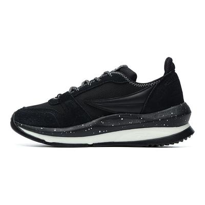 Ritmo Fabric Suede Leather Lace-Up Vintage Low-Top Casual Shoes Women Sneaker Black F12W134101FBK
