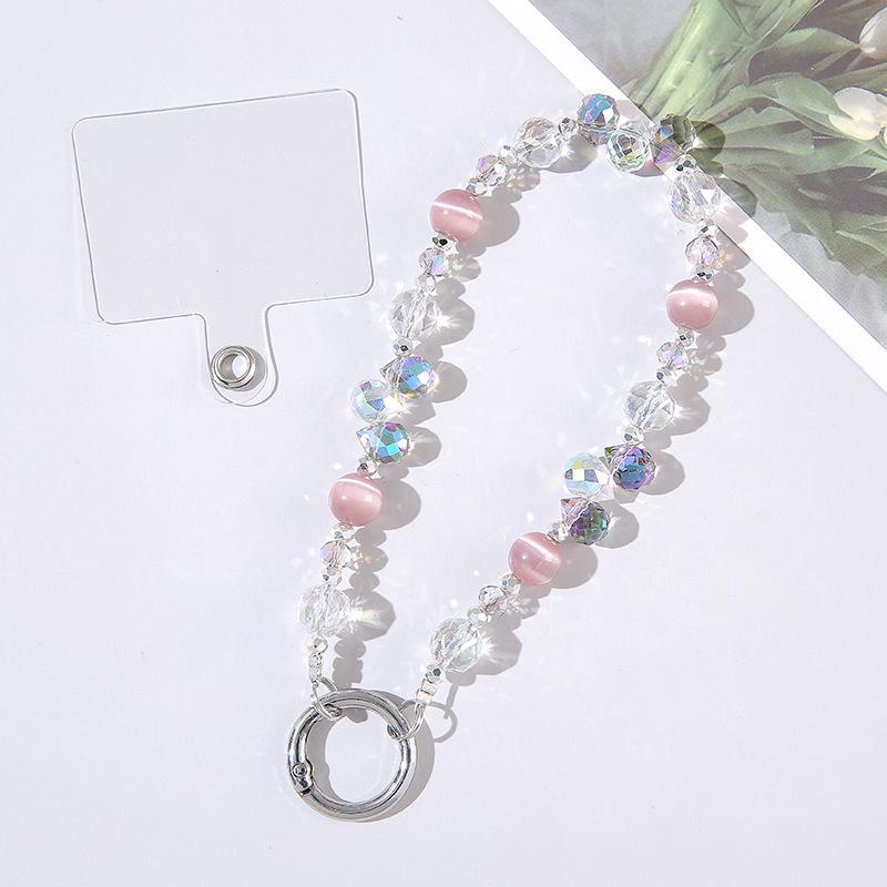 Women S Beaded Cat Eye Stone Phone Chain Keychain Outdoor Decor