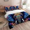 Colorful Elephant Flowers Pattern 3D Print Duvet Cover Soft Comfortable Luxury Bedding Set Wildlife Theme Quilt Cover Pillowcase