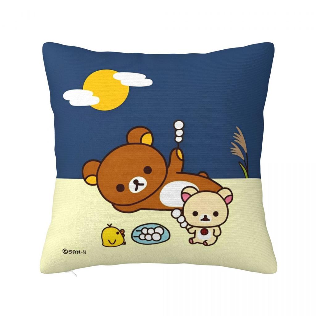 Cartoon Rilakkuma Pillowcases Merch Soft Cushion Cover Decor Pillow Case Cover Home Multi Size