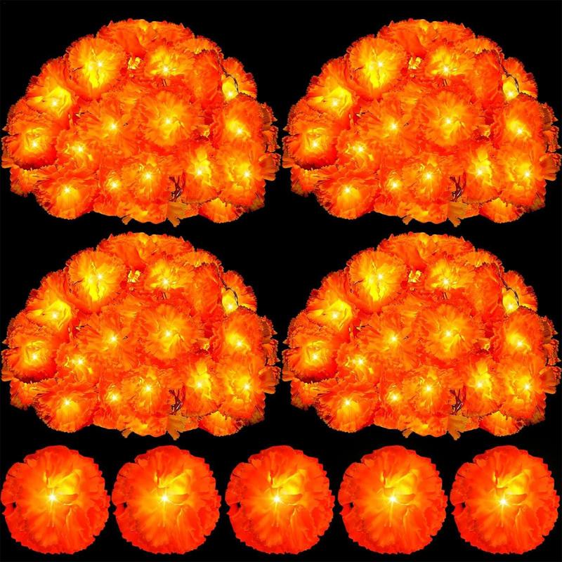 Led Marigold Garland Lights Lighted Marigold LED Flowers Day Of The Dead Decorations Diwali Decorations For Home Battery