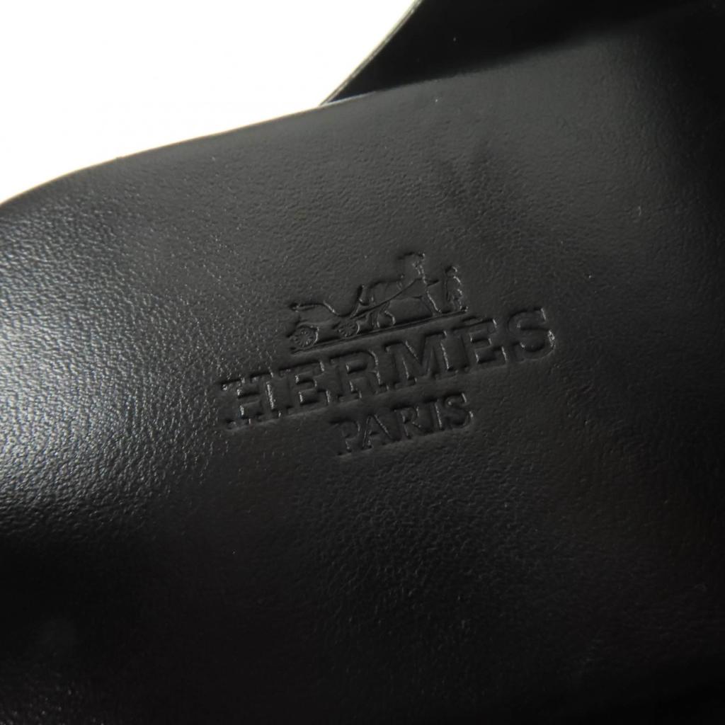 Great HERMES Sandals Aura Ankle Strap Black Leather Women 38 201063Z Used