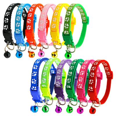 Cute Paw Print Adjustable Bell Pets Collar Cats Collar Small Dog Kitten Puppy