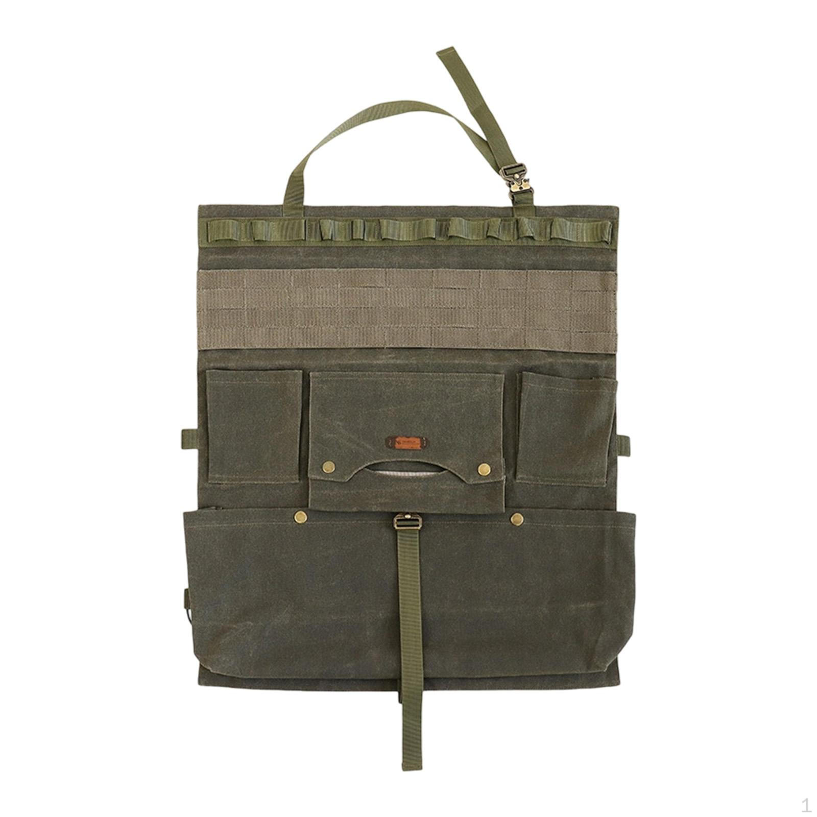 

Car Back Seat Organizer Storage Bag with Tissue Box Holder Canvas Hanging Headrest зелёный