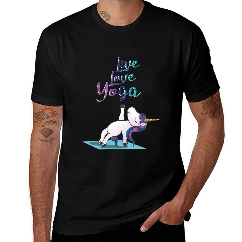 Unicorn in yoga T-Shirt t shirt men 100% cotton luxury brand man tshirt man t shirt cotton high quality T-Shirt
