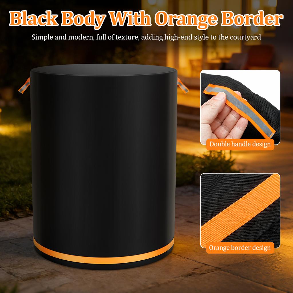 Firepit Cover 600D Oxford Fabric Waterproof Dust Cover with Handle Stove Grill Protective Cover for 21–23 Inch Round Fire Pit