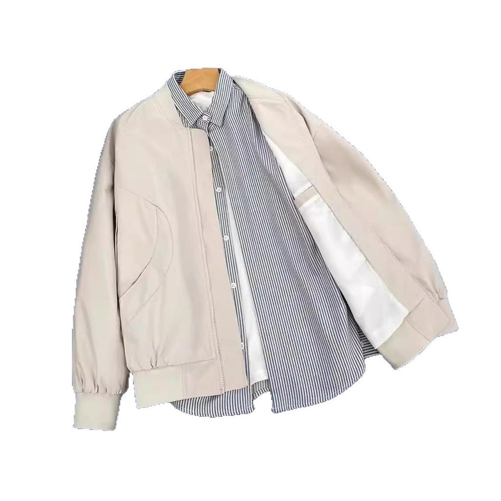 American simple bomber jacket men's spring and autumn retro street versatile jacket trendy brand casual loose baseball jersey