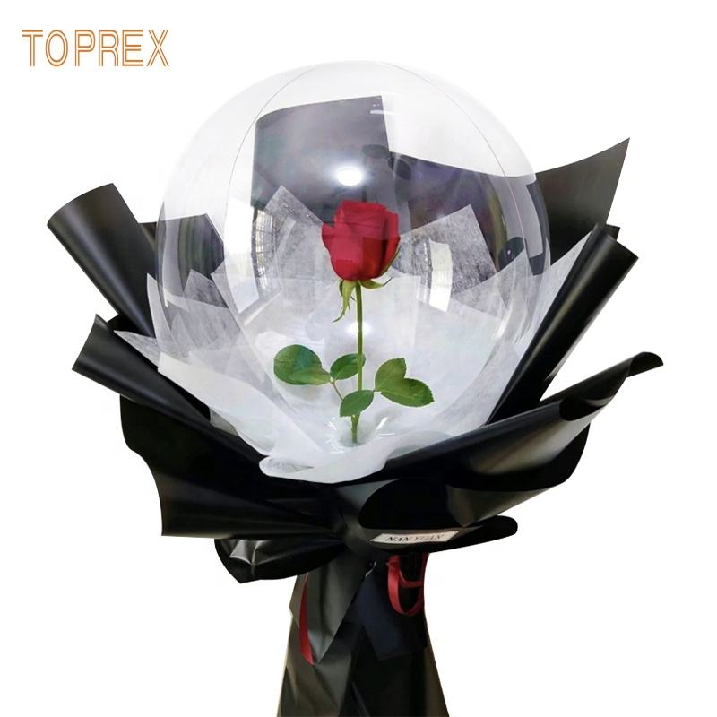 TOPREX Latex Led Balloon Light Rose Flower Design With Transparent Color for Christmas Party Bouquet Decoration CE ROHS