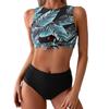 Tankini zweiteilig mit Blätterdruck im europäischen und amerikanischen Stil für Damen