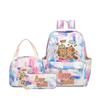Capybara Cartoon Kids School Backpack Set With Pencil Case Lunch Bag - Large Capacity Breathable Waterproof Oxford Fabric