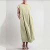 Spring/Summer Short Sleeve Loose Dress Casual Solid Color Pocket Dress for Women